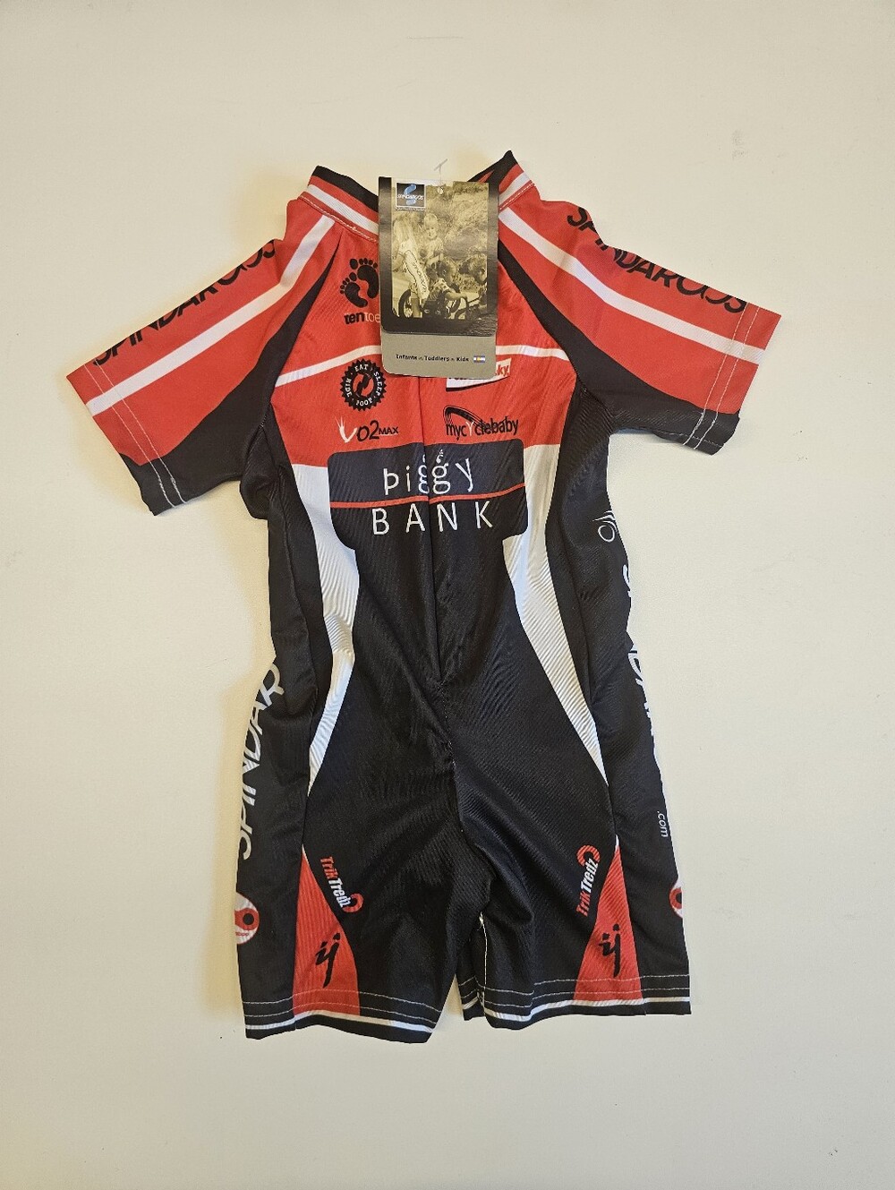 NWT | Small | Spindarcos | Red Black White Kids Cycling Skinsuit Racing Suit
